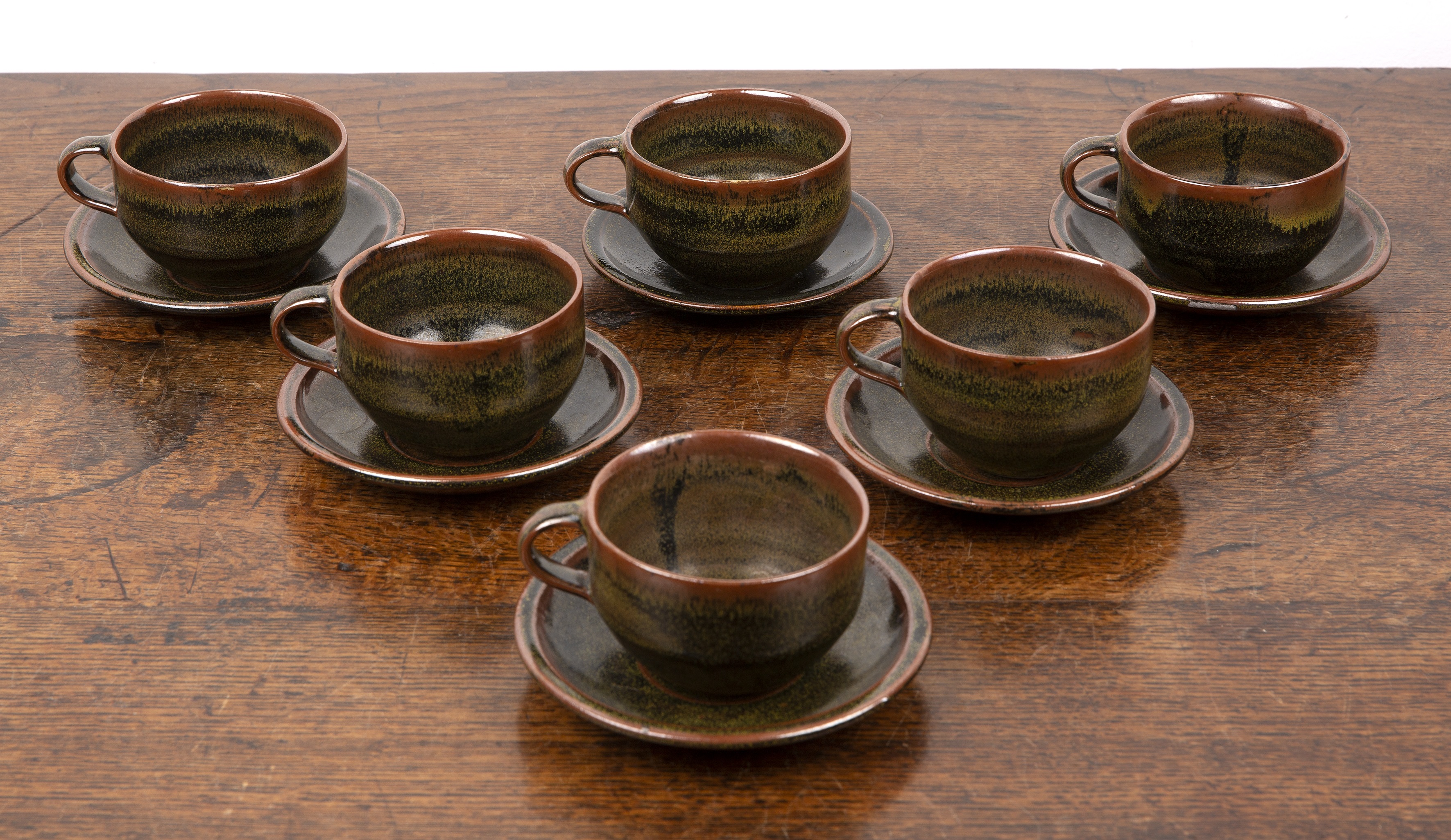 Lot 341 - Set of six teacups and saucers Studio